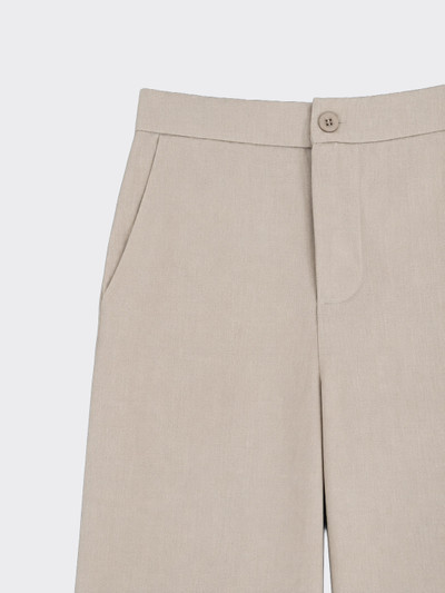 Wide-leg linen flowy trousers with loops taupe