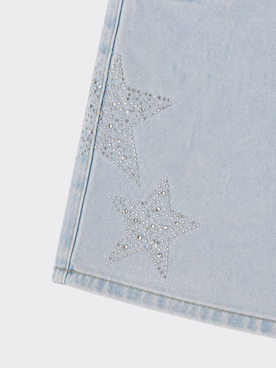 Denim mini skirt with star details on sides