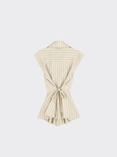 Striped t-shirt, fitted at the back beige