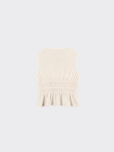 Pleated top with ties in front beige