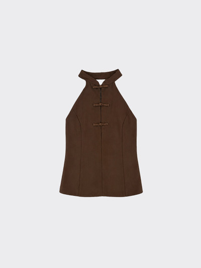 Halter qipao top brown