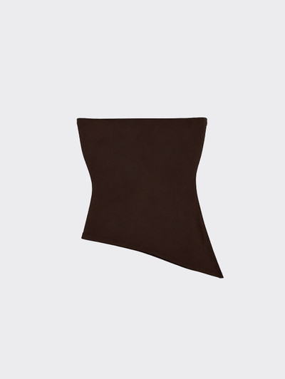 Strapless top with a pointed hem brown