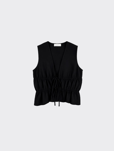 Pleated top with ties in front black