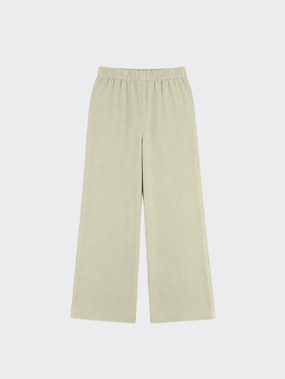 Wide leg linen pants with elastic at back green