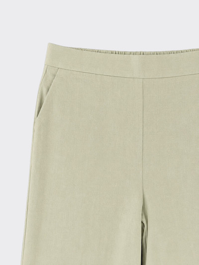 Wide leg linen pants with elastic at back green
