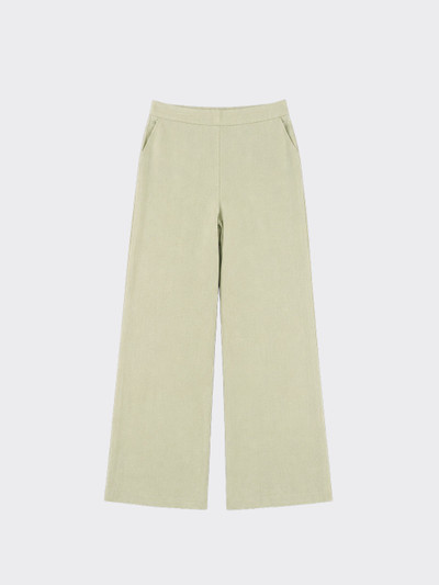 Wide leg linen pants with elastic at back green