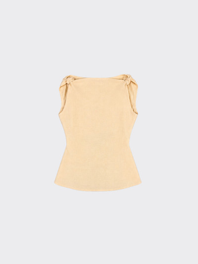 Tank top with knot detail fitted at the back yellow