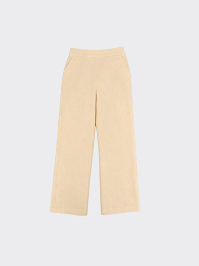 Wide leg linen pants with elastic at back yellow