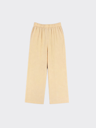 Wide leg linen pants with elastic at back yellow