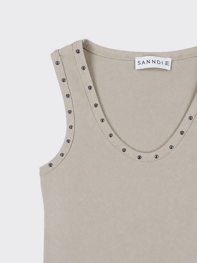 Tank top with stud details beige