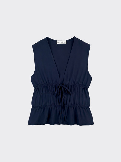 Pleated top with ties in front dark blue