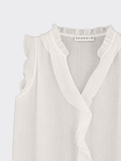 Sheer blouse with ruffles white