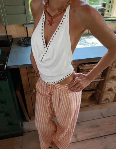 Halter top with studs white
