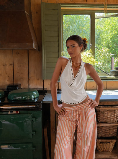 Halter top with studs white