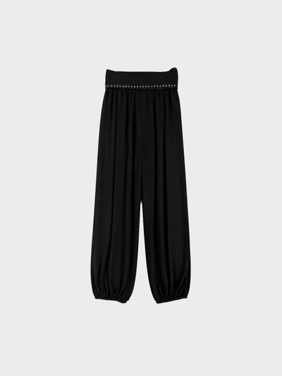Harem pants with a folded waistband and studs black