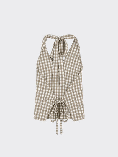 Gingham halter vest taupe