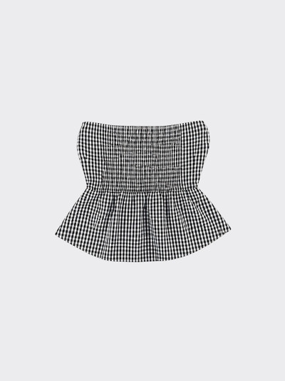 Gingham Bandeau top with ruching black