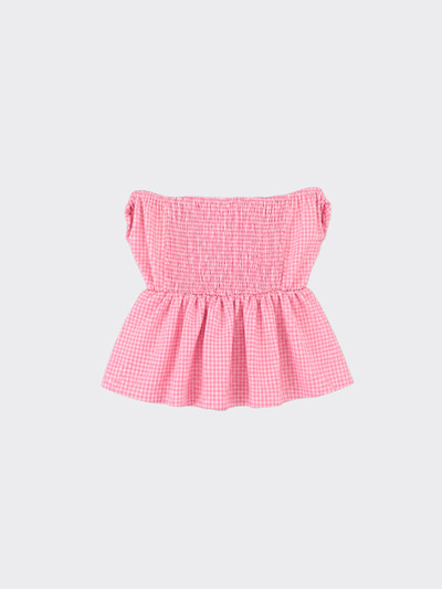 Gingham Bandeau top with ruching pink