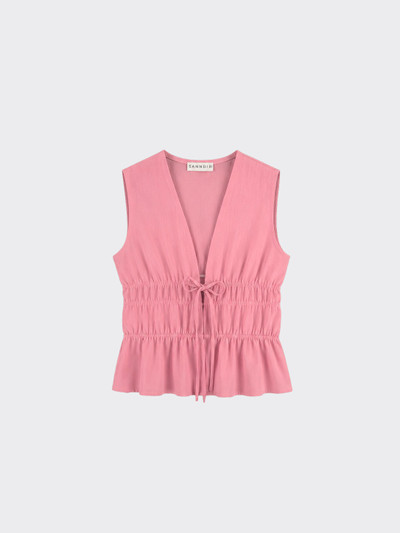 Pleated top with ties in front pink
