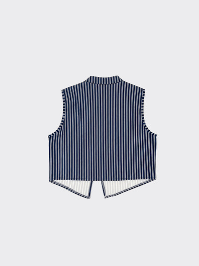 Striped qipao shirt with buttons blue