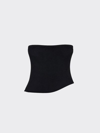 Gathered-side bandeau top with pointed hem black