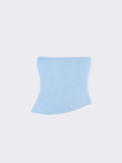 Gathered-side bandeau top with pointed hem blue