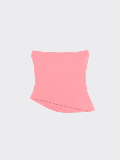 Gathered-side bandeau top with pointed hem pink