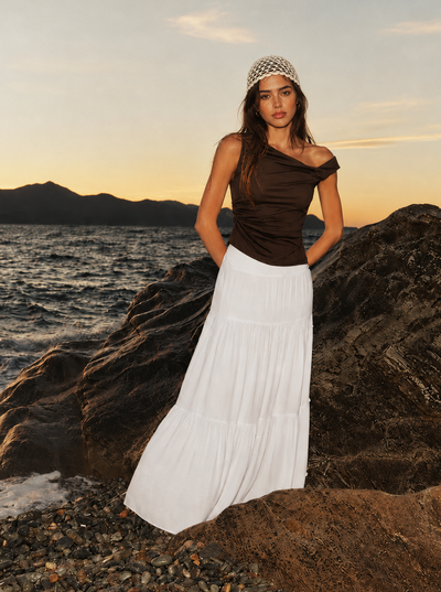 Ruched tank top brown