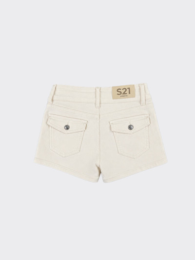 S21 beige denim mini shorts