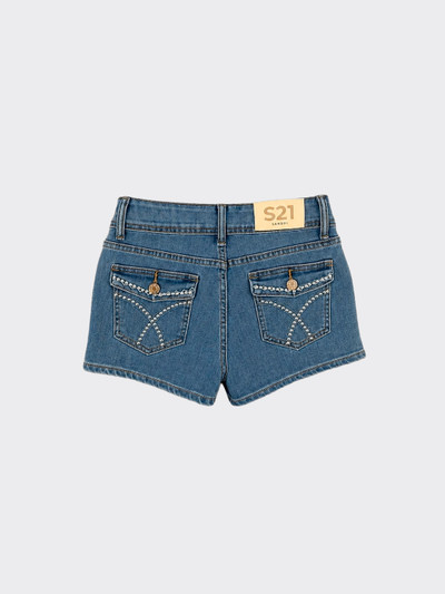 S21 studded denim mini shorts
