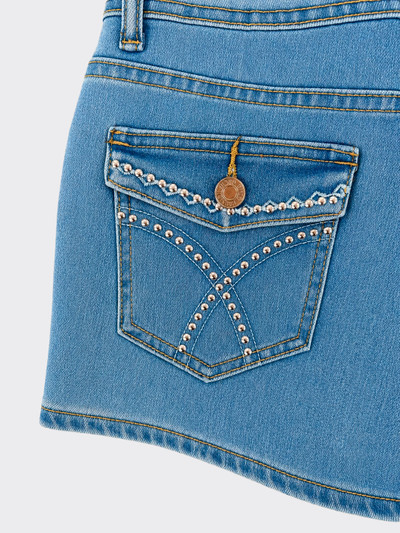 S21 studded denim mini shorts