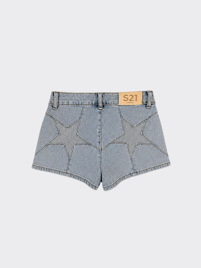 Low-rise micro shorts with glitter star on back