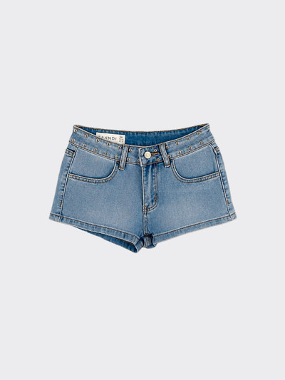 Low-rise micro shorts with studs and silver stars blue