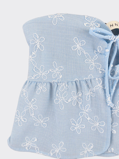 Blue embroidered bandeau tie top