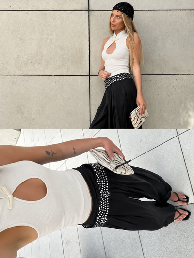 Qipao top with open neckline white