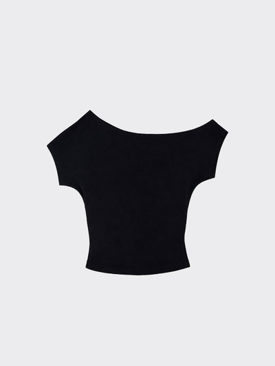 Boat neck t-shirt with studs black