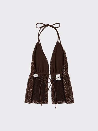 Sequined halter top brown