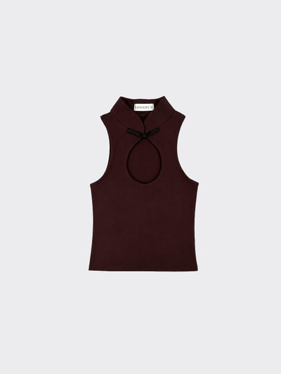 Qipao top with open neckline brown