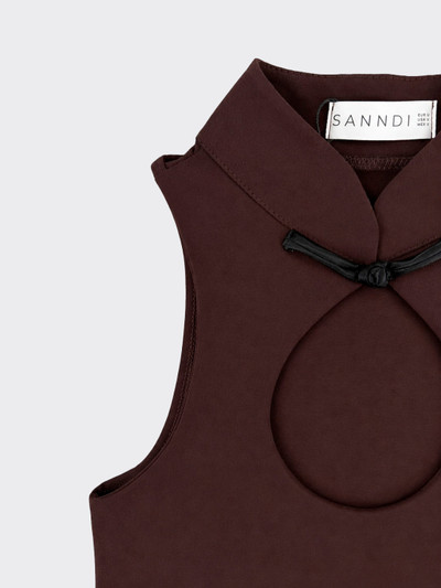Qipao top with open neckline brown
