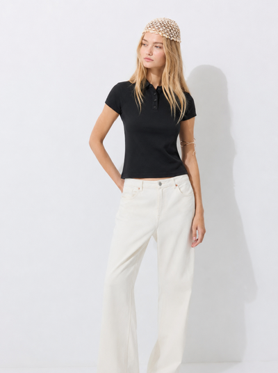 Short-sleeved polo shirt black