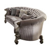 55" X 109" X 39" Velvet Antique Platinum Upholstery Poly Resin Sofa w/5 Pillows