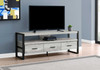 21.75" Grey Particle Board, Hollow Core, amp; Black Metal TV Stand with 3 Drawers