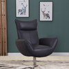 43" Contemporary Navy Leather Lounge Chair