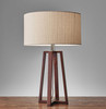 15" X 15" X 23.75" Walnut Wood/Fabric Table Lamp