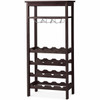 16 Bottles Bamboo Storage Wine Rack with Glass Hanger
