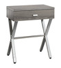 12" x 18.25" x 22.25" Dark Taupe, Chrome, Particle Board, Metal - Accent Table