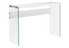 15.75" x 44" x 32" White, Clear, Particle Board, Tempered Glass - Accent Table