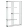 12" x 36" x 58.75" White, Clear, Particle Board, Tempered Glass - Bookcase