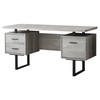 23.75" x 60" x 30.25" Grey, Black, Particle Board, Hollow-Core, Metal - Computer Desk