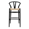 20.08" X 20.87" X 42.13" Black Solid Beech Wood Bar Stool with Natural Seat